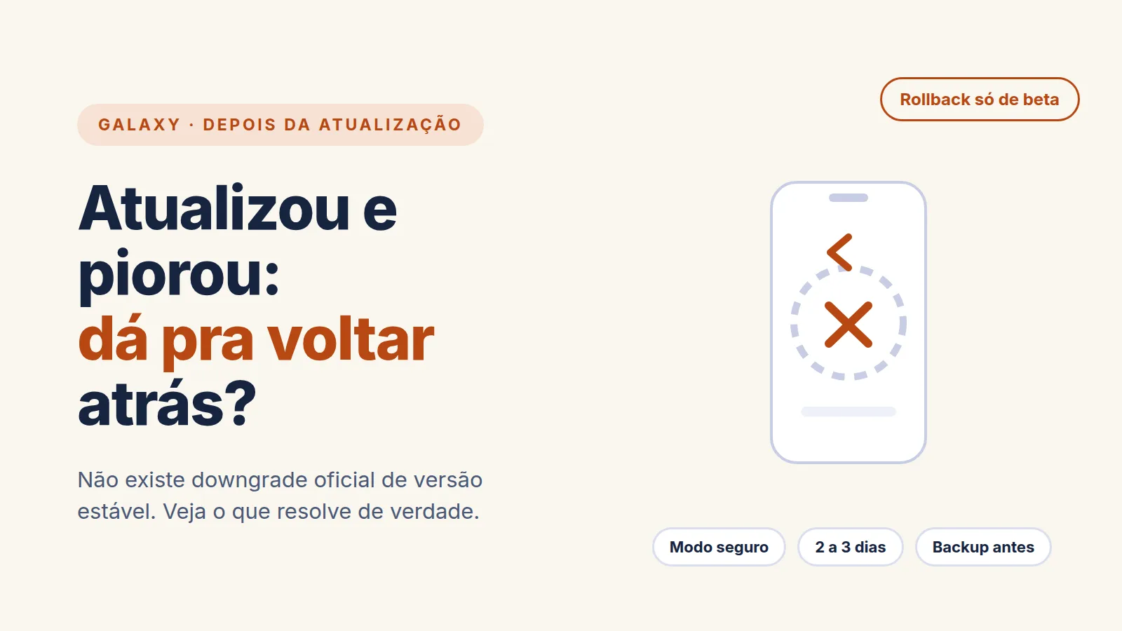 Ilustração de um celular com uma seta circular de retorno e um X no centro da tela